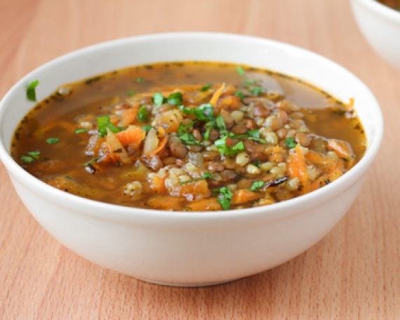 Lentil Basil Squash Soup